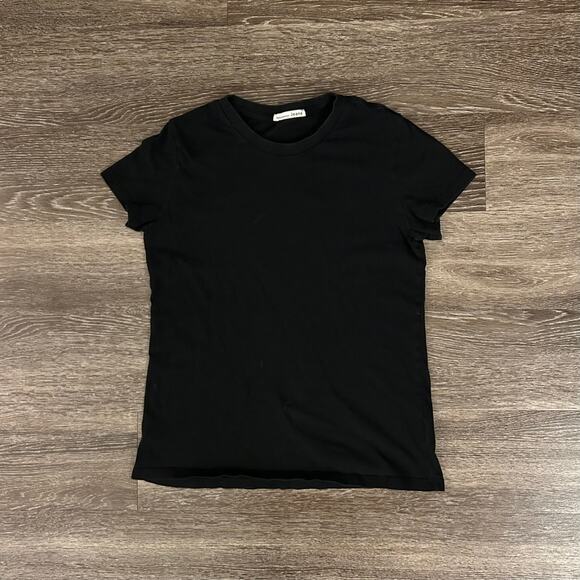 Reformation Black Organic Cotton Crew Neck T-Shirt XS Classic Short Sleeve Tee - Picture 3 of 11